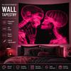 Gothic Romantic Skeleton Lovers Tapestry Pink Magenta Skull Wall Art Flat Print Aesthetic Room Decor Living Room Backdrop