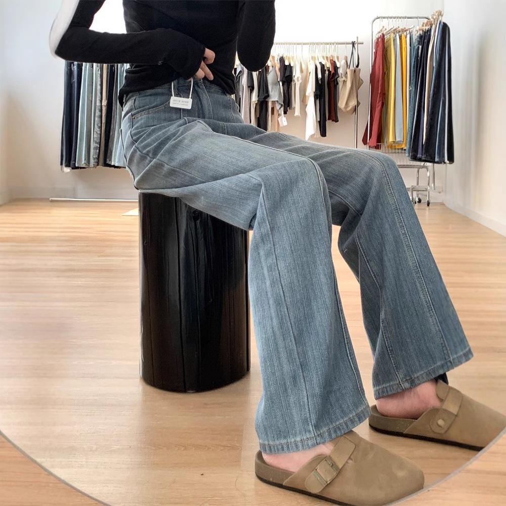 

Women s 2024 Retro Textured Fleece-Lined High Waist Wide Leg Jeans XL