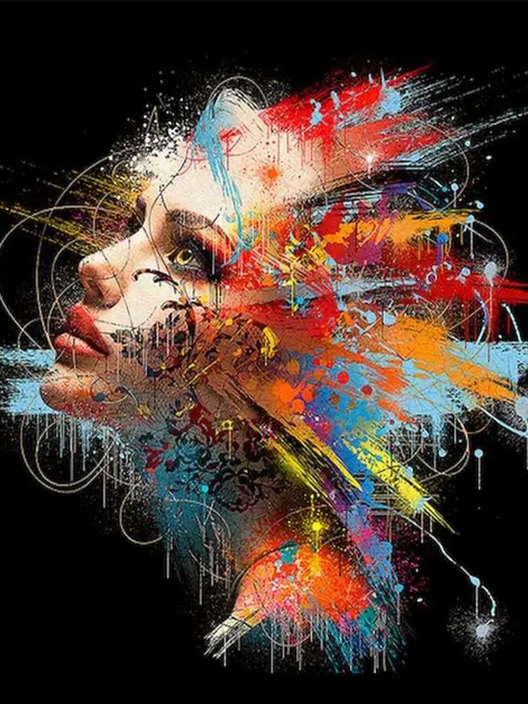 Diy5D Diamant pictură digitală abstractă figuri feminine mozaic cruce brodat perete digital pentru decorare cadou