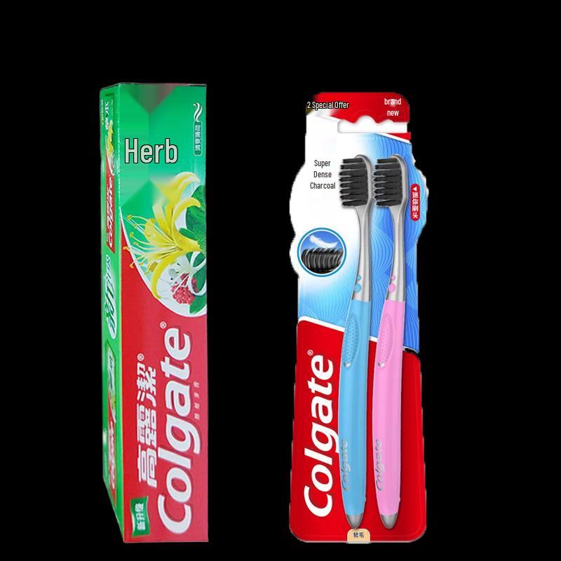 Colgate Herbal Toothpaste & Charcoal Toothbrush Twin Pack