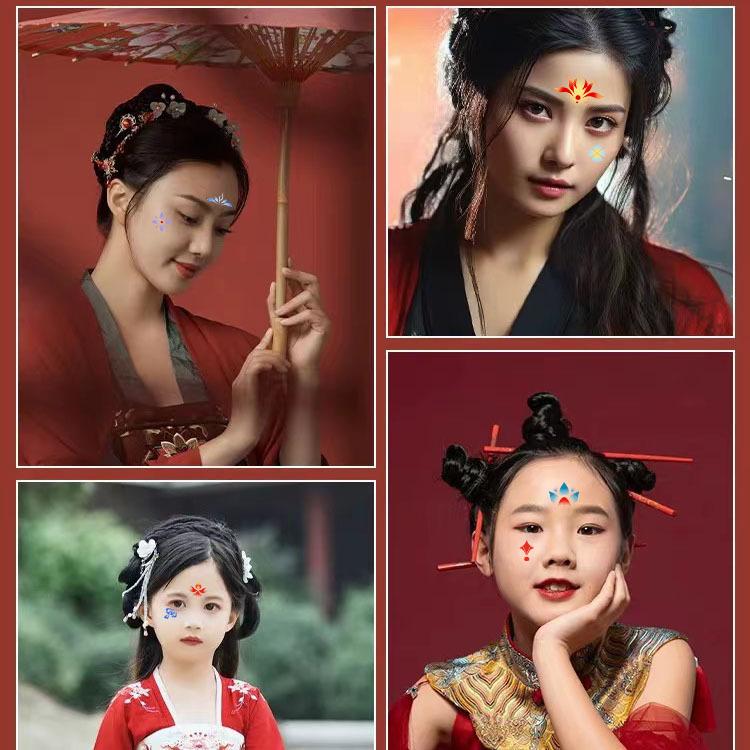 New Chinese Style Eyebrow Tattoo Stickers Waterproof Party Costume Party Gift Ancient Style Girl Face Stickers