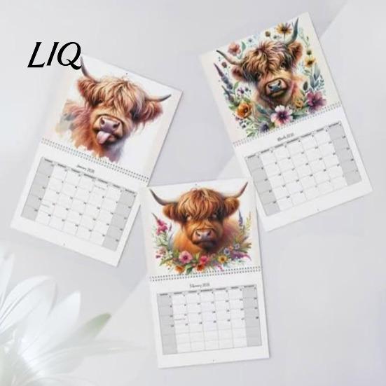 Calendar for School Highland Cow 2027, 12 Month Wall Hanging Planner with Yearly Event Tracker Large Daily Blocks, Home Office Organizer, Lover