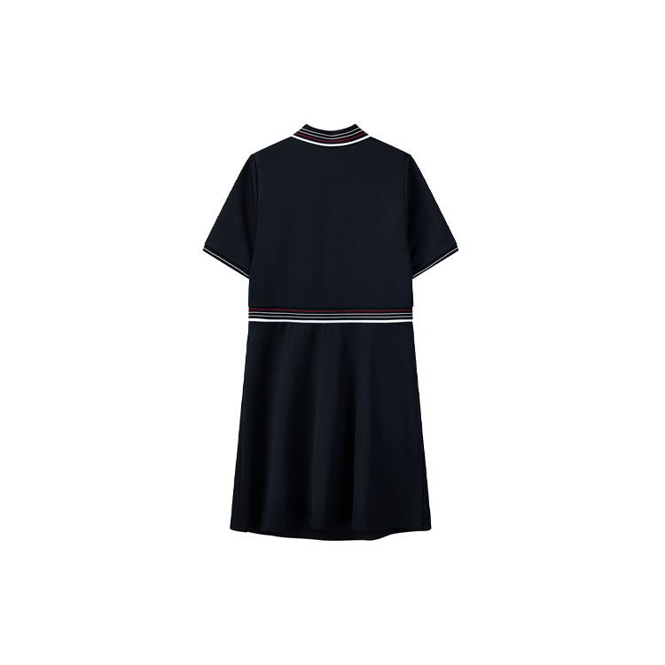Fila American Retro Logo Casual Fashion Sports Polo Dress Women Dresses Legendary-Blue F11W121310FNV