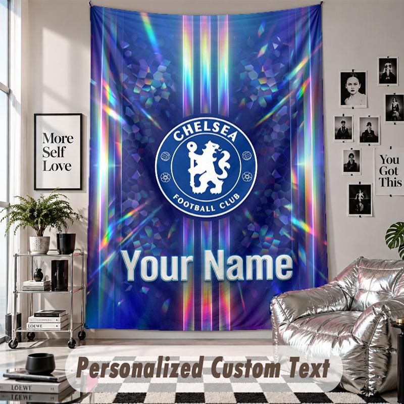 Custom Tapestry Wall Hanging, Chelsea FC Personalized Name Text Home Wall Decor