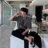 MYQ Men's Korean Summer Short-Sleeved Knitted Cardigan - Trendy Loose-Fit Solid Color