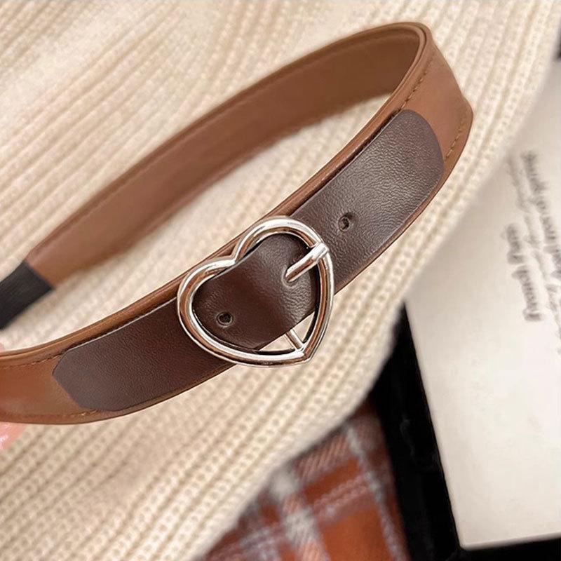 1pc Maroon Leather Hair Clip with Heart Design, New High-Crowned Hairpin for Washing and Non-Slip,atile Women's Hair Accessory