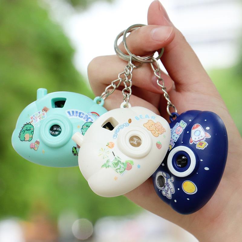 Creative Cute Cartoon Mini Camera Slideshow Light Projector Keychain Children's Toy Bag Pendant Accessories