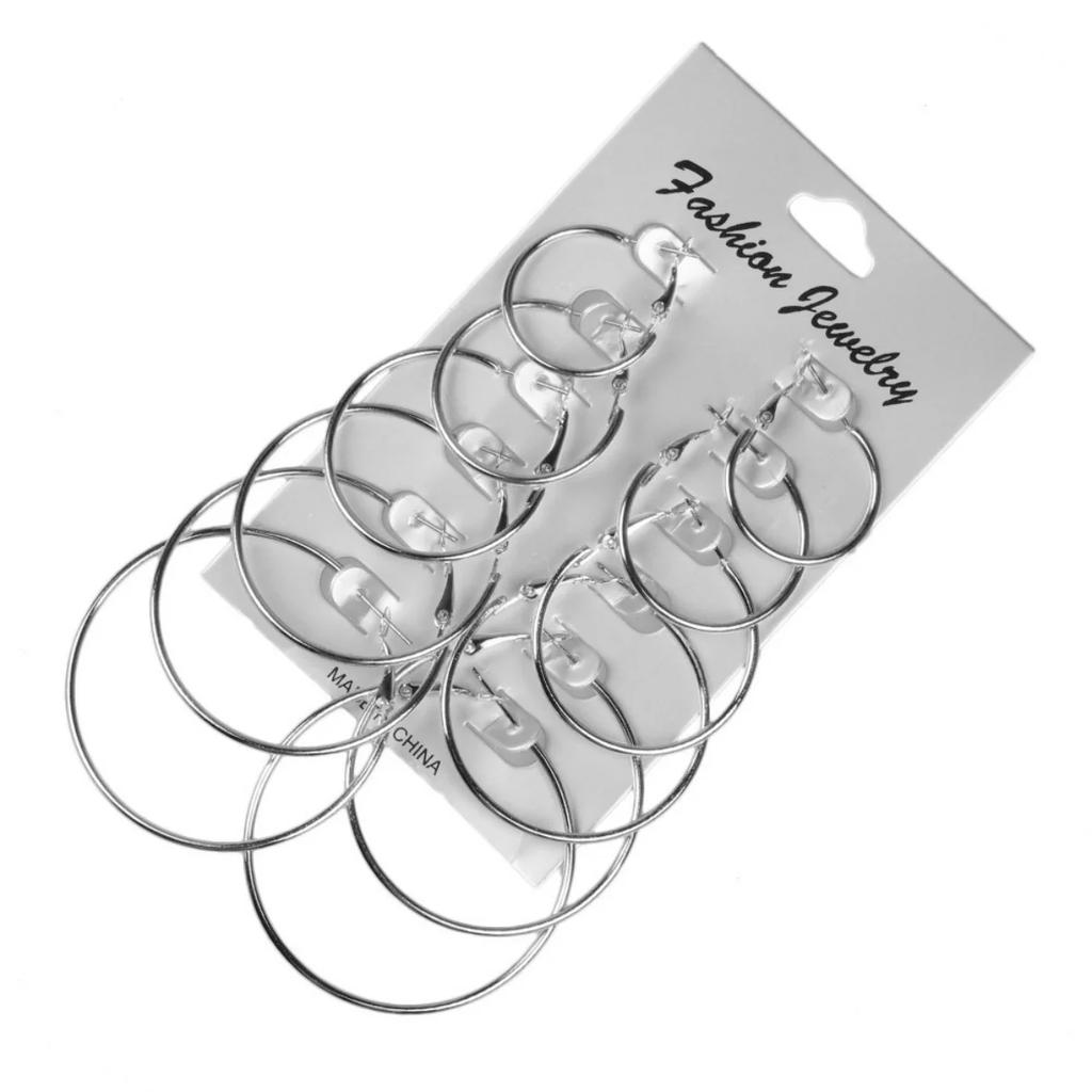 12Pairs/9Pairs/6Pair Simple Punk Hoop Earrings Set Big Circle Earrings Jewelry for Women Girls Ear Hoops Earring Round Oversized