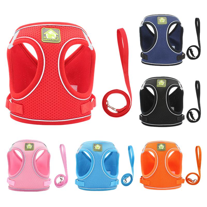 Reflective Pet Cat Harness Vest Leash Set Breathable Mesh Puppy Harnesses Adjustable Lead Leashes for Dogs Cats Supplies