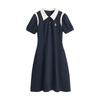 Chuyu Damen Colorblock Polo T-Shirt Kleid