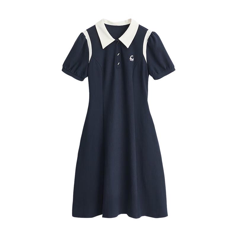 Chuyu Damen Colorblock Polo T-Shirt Kleid