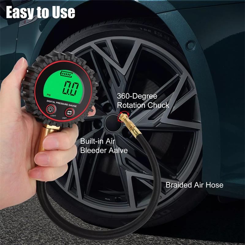Digital Display Tire Air Pressure Inflator Gauges LED Backlight Vehicle Tester Inflation Monitoring Manometros With Hose
