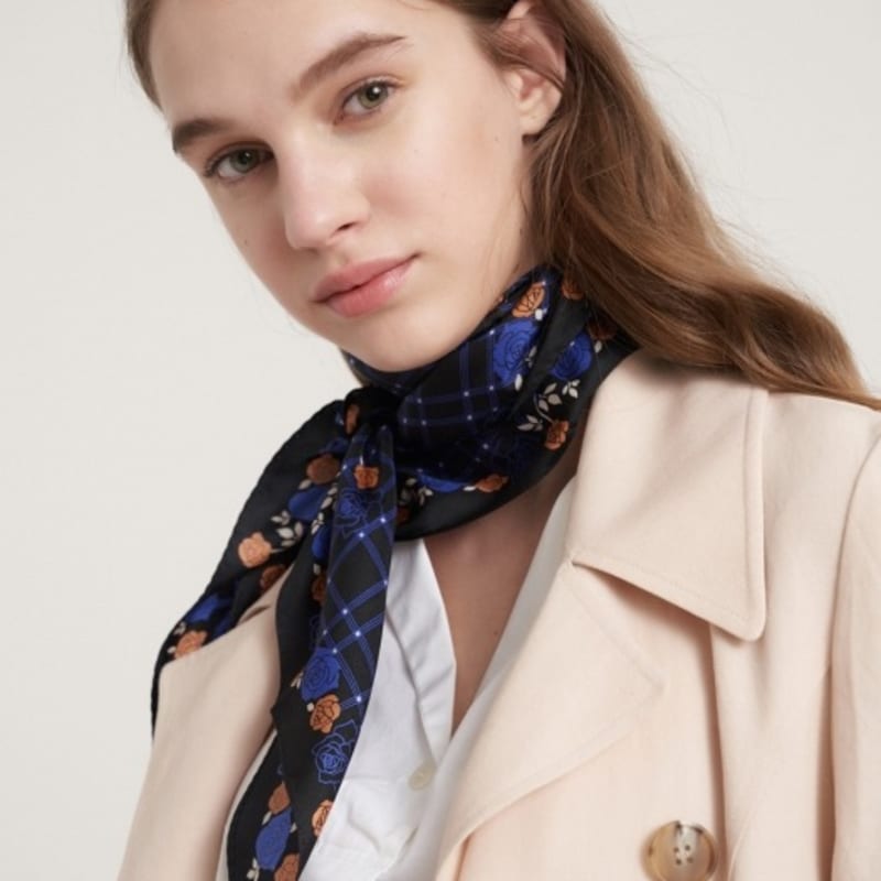 BB’DE SOLI’DE Flower Check Silk Scarf 3color