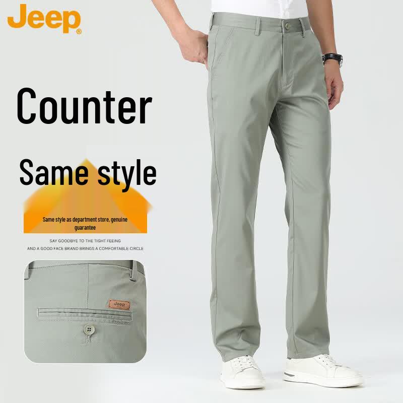 Jeep Men's Lightweight Silk Blend Straight-Leg Casual Pants