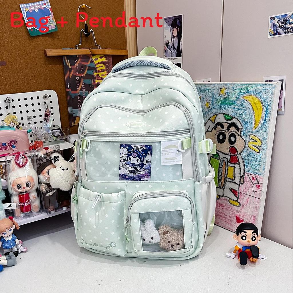 Cute Starry Pattern Girls Backpack With Nylon For School And Teens
