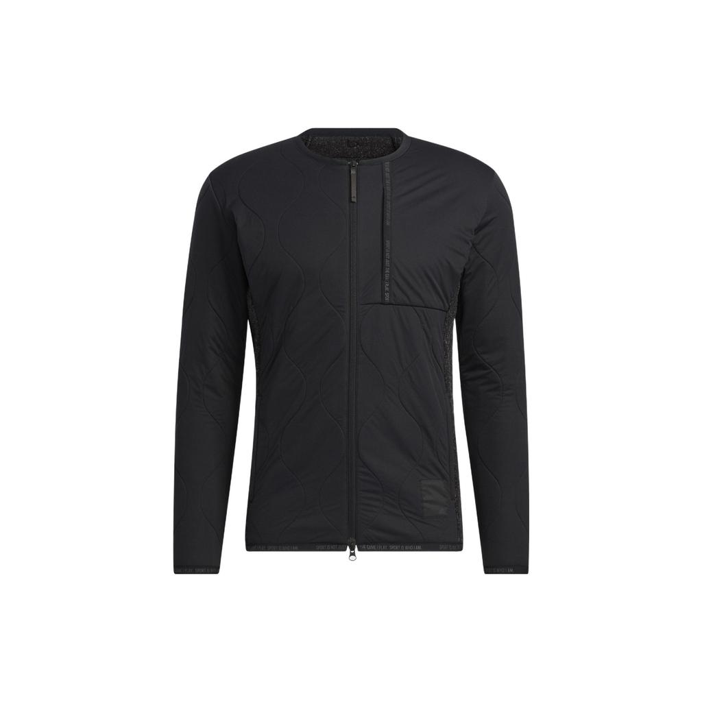 Adidas Solid Color Round Neck Zip-Up Jacket Men Outerwear Black GT3307