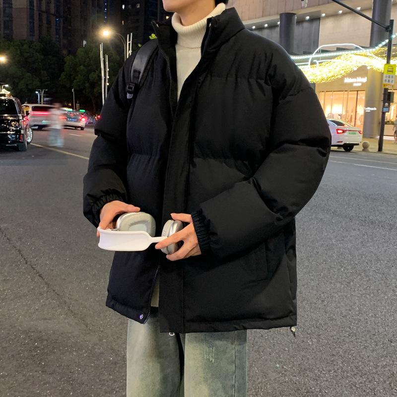Korean Style Cotton Jacket for Men's Thickened Stand Collar Cotton Jacket Casual Windproof Warm Cotton Jacket