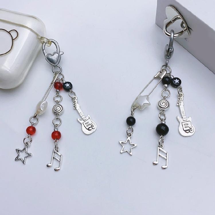 Rock Style Guitar Bead Bag Pendant Keychain Phone Charm Handmade Cute Keychain