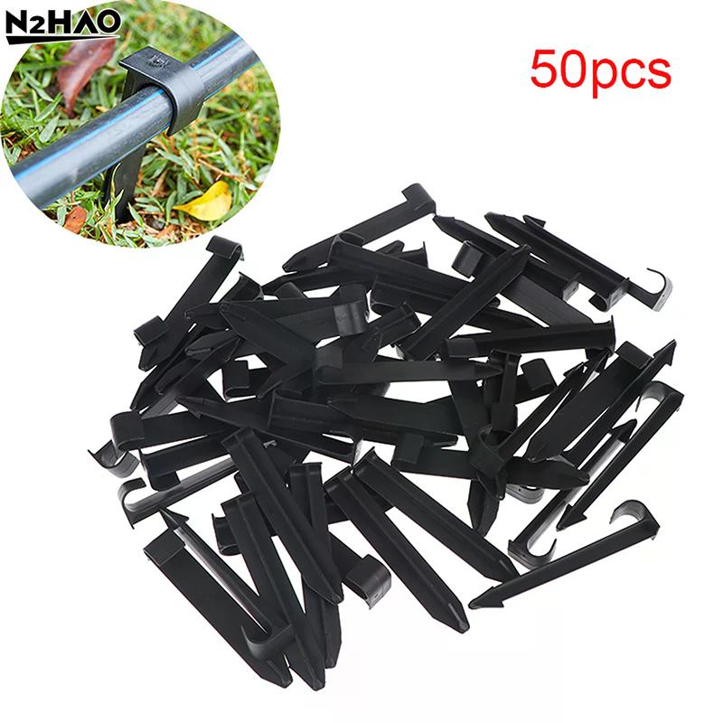 50Pcs DN16 C-Type Ground Stakes Garden Lawn Mower Peg For PE Pipe Drip Irrigation Hose Tube Holder Ground Stakes