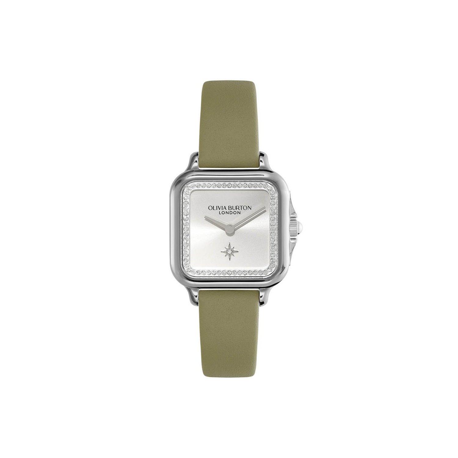 [Olivia Burton] Grosvenor Leather Green Women s Watch (24000123)