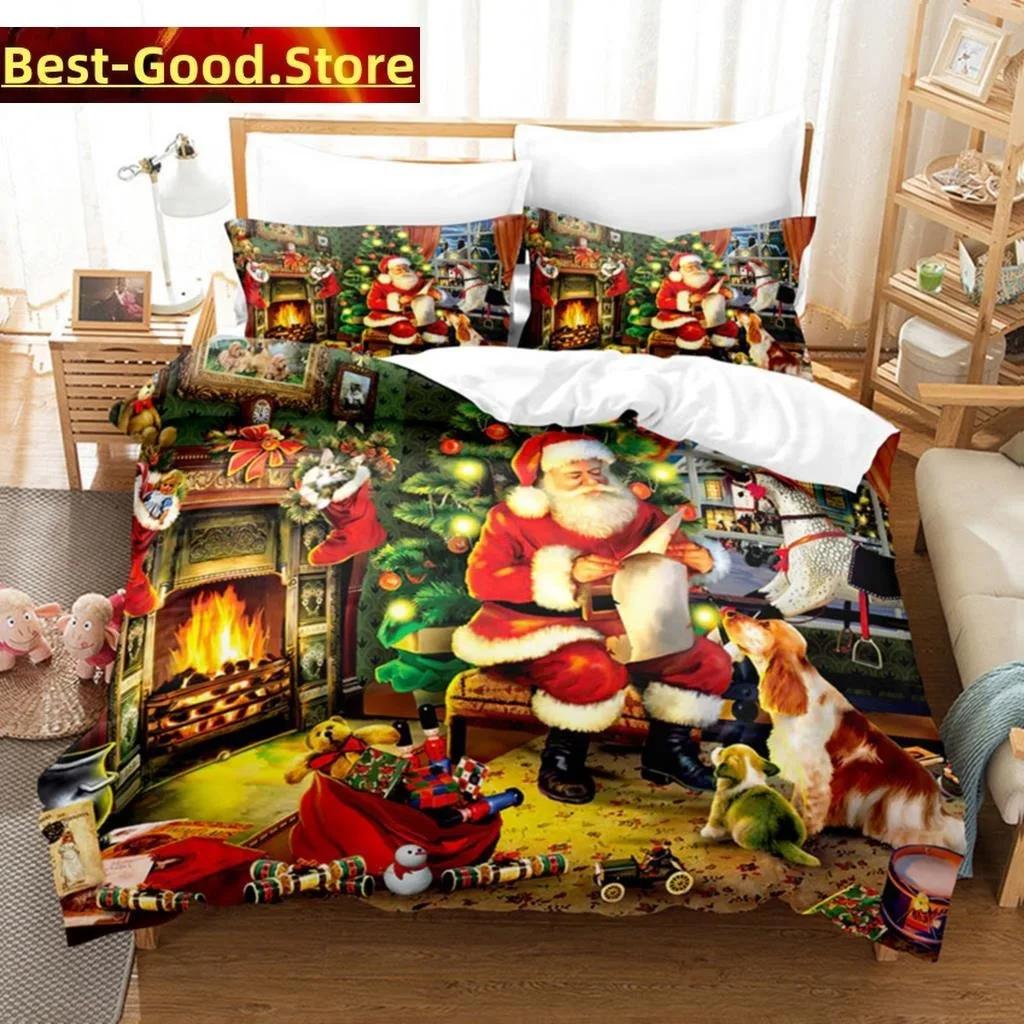 3D Christmas Quilt Cover Bedding Set Duvet Comforter Pillow Case Bed Linens Twin Queen King Double Full Single Bedroom
