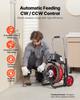 Drain Cleaner Machine 30m x 10.5mm, Auto Feed Sewer Snake Auger on Wheels - with 8 Cutters & Air-Activated Foot Switch for 50mm to 100mm Pipes