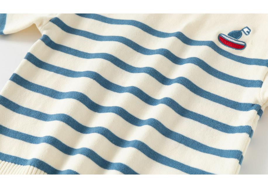 Boys' Cotton Striped Sweater with Sailboat Embroidery