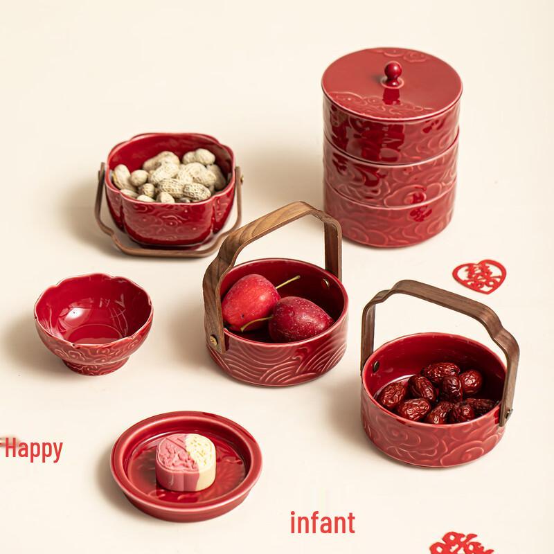 Chinese Ceramic Camellia Snack Plate Set