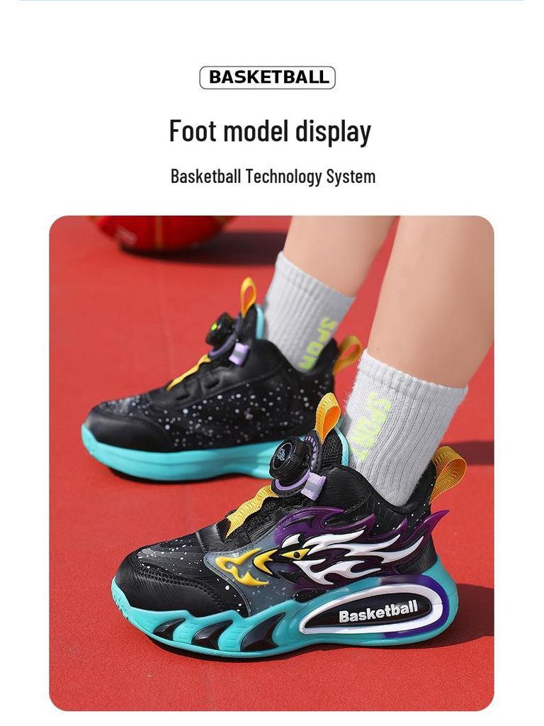 2025 Autumn/Winter Trendy Boys' Leather Basketball Shoes - Durable, Non-Slip, Soft Sole for Kids