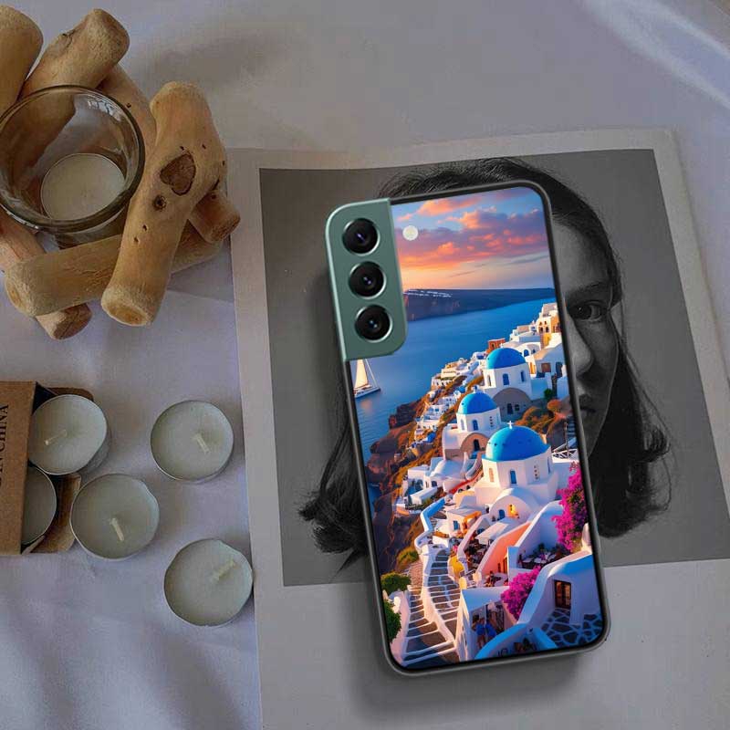 

Greece in summer. Santorini Phone Case For Samsung Galaxy S22 S25 Ultra S21 S10 Plus S26 Edge S20 S23 S24 FE Cover Silicone Samsung S23 Plus