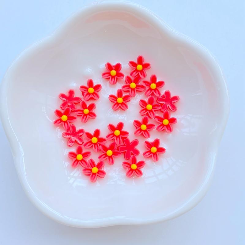 200Pcs New Cute Mini 8mm Flower Flat Back Resin Nail Enhancement  Jewelry Craft Decoration Accessorie