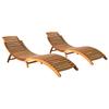 Sun Loungers Set of 2 Solid Acacia Wood