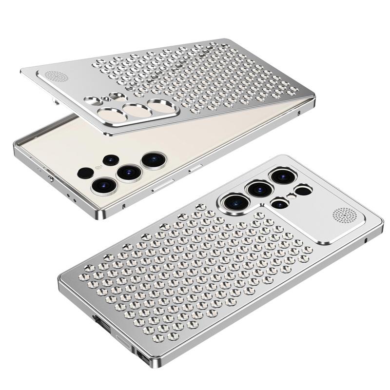 Luxury Metal Cooling Phone Case for Samsung Galaxy S23 S24 S25 S26 Ultra Detachable Honeycomb Hole Aromatherapy Phone Cover