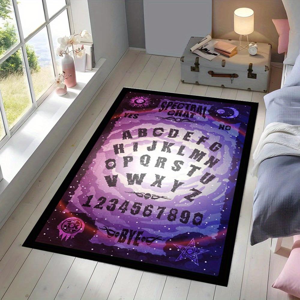 1pc Ouija Chat Board Pattern Non-Slip Area Rug -  Crystal Fleece, Durable Polyester, Perfect for Living Room, Bedroom, Do