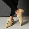 Apricot Women Oxford Pumps Lace Up Low Block Heels Lady Casual Shoes Big Plus Size 45
