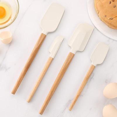 Ensemble de spatules de cuisine en bois de hêtre