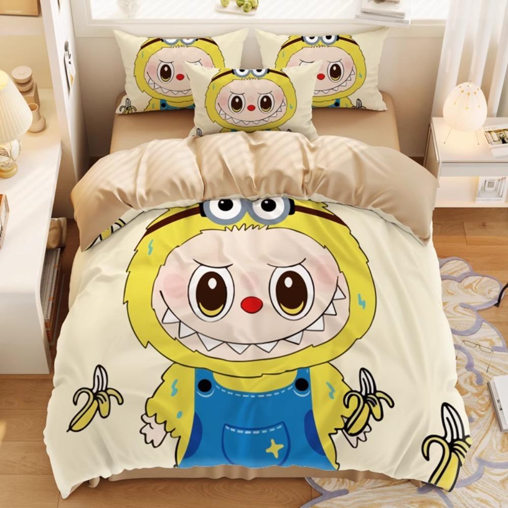 Schattig bubu beddengoed 2/3-delige slaapkamerset, kindercadeau tieners volwassene microvezel tweepersoonsbed dekbedovertrek met rits kamerdecor