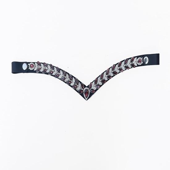 

Sparkly V-Shaped Kiara Browband for Bridle Made from Durable Leather. Extra Large (45 cm) чёрный
