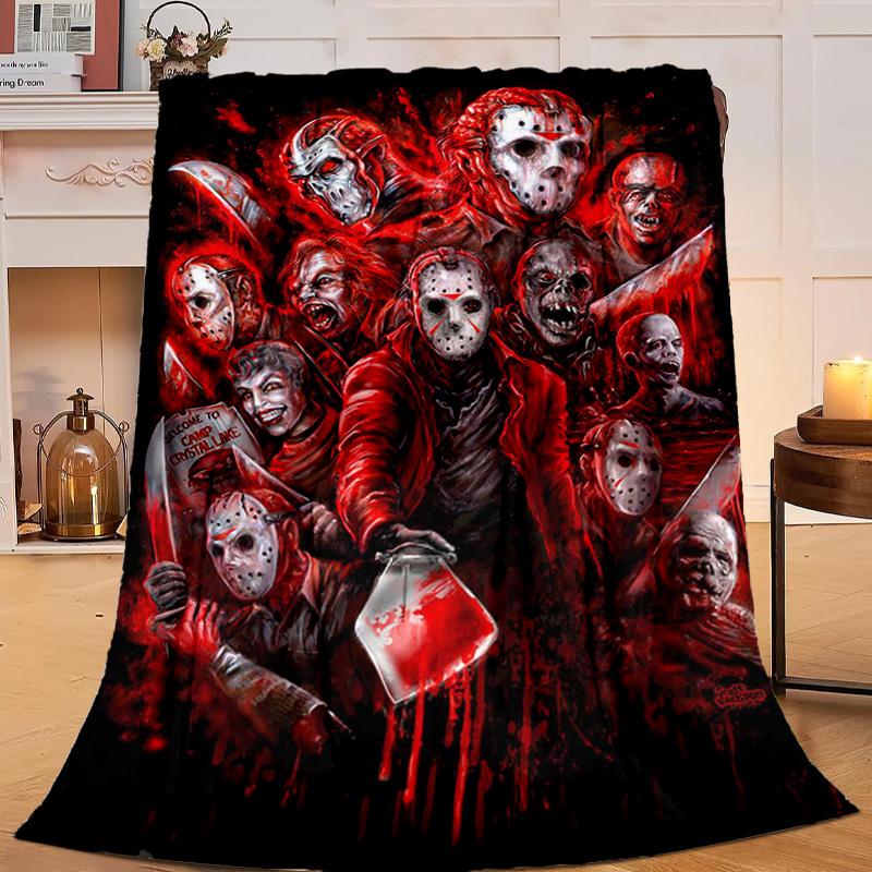 1PC Horror Movie Characters Flannel Blanket Gift, Suitable for Both Men And Women, Soft Ideal for Beds And Sofa, Birthday Or Christmas Gift