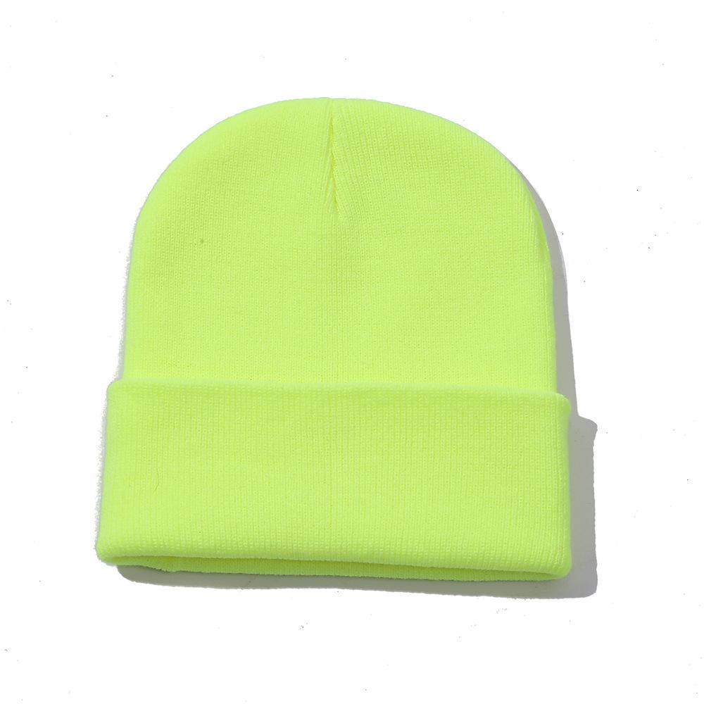 Doudou hat autumn and winter thermal hat solid color light plate double layer knitted cold hat wool fluorescent hat street
