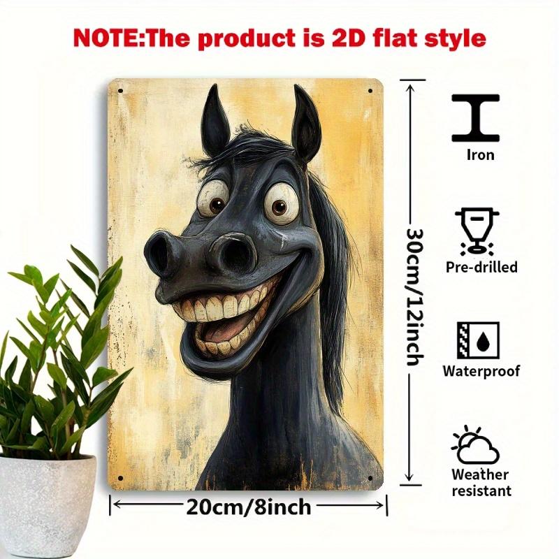 

Whimsical Black Horse Metal Wall Art Retro D Printed Iron Sign Perfect for Living Room Balcony Porch Club Decor 20x30cm（7.8x11.8inch）