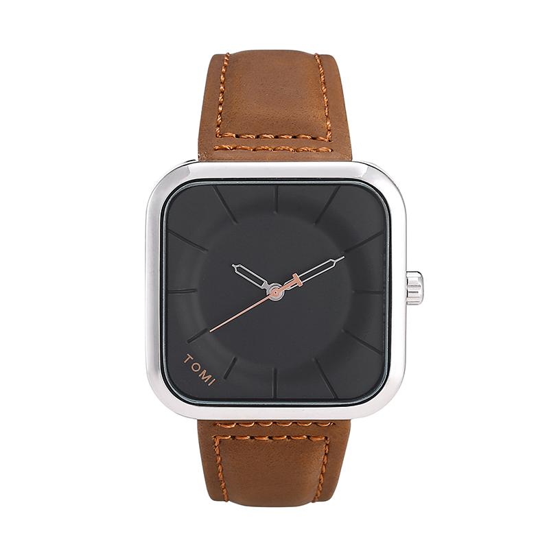 Модные квадратные часы TOMI для мужчин Кварцевые наручные часы Простые мужские часы с кожаным ремешком Минималистичные мужские часы Подарок 2025