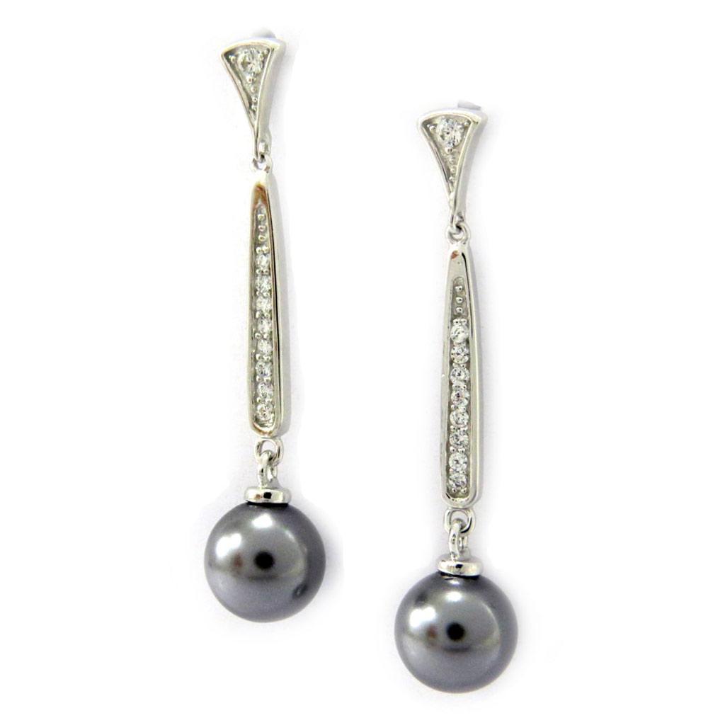 Les Trésors De Lily [L7454] - Boucles Argent 'Sissi' gris argenté (rhodié) - 30x8 mm