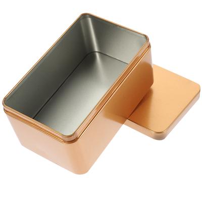 Förvaringsburk för teblad 13x8x6 cm Gyllene Rektangulär Plåtask Mini Bärbar För Snacks Godis Läppbalsam Kosmetika