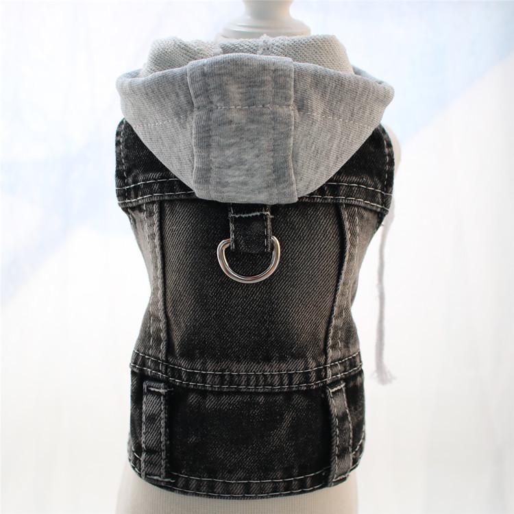Stylish Denim Dog Jacket with D-Ring, Cozy Spring/Fall Jeans Hoodie Coat for Small Medium Dogs, Pet Outerwear Puppy Clothes