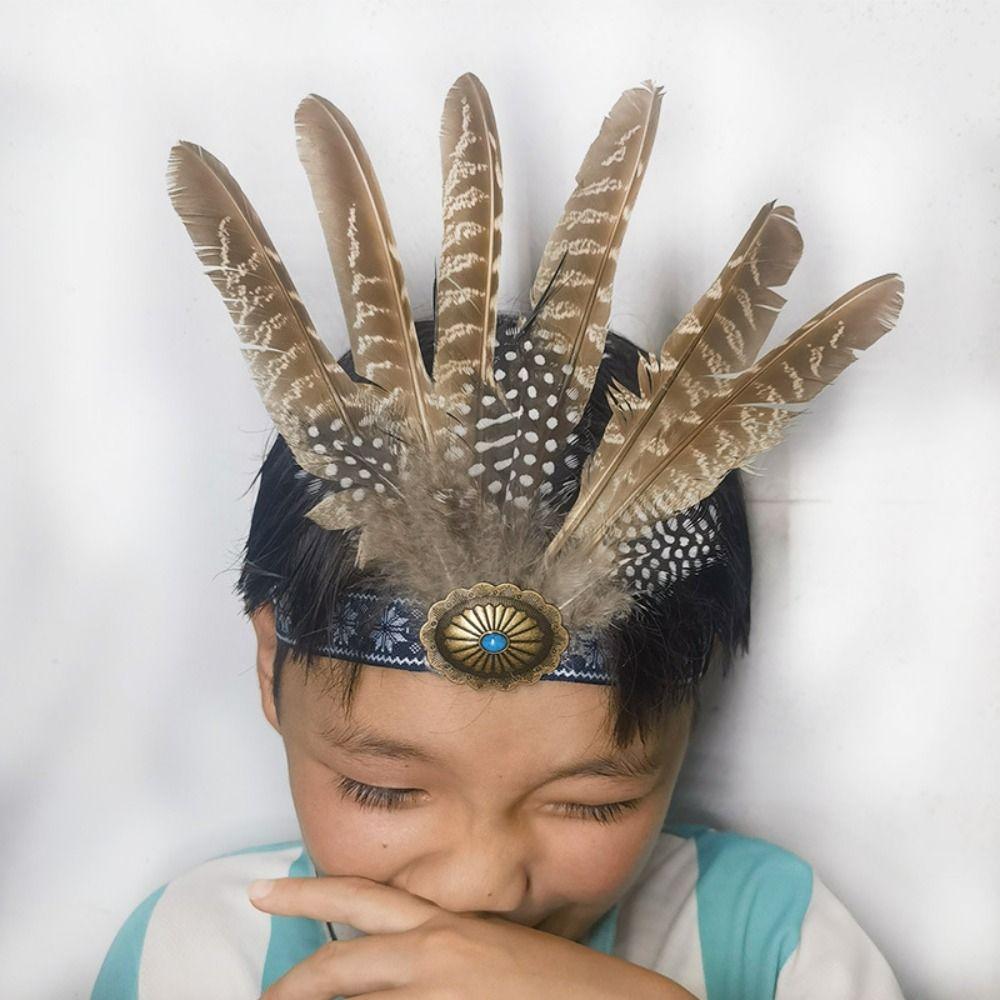 Decorative Ethnic Style Feathered Hairband Colorful Lightweight Hair Ornament Headband Festive Events