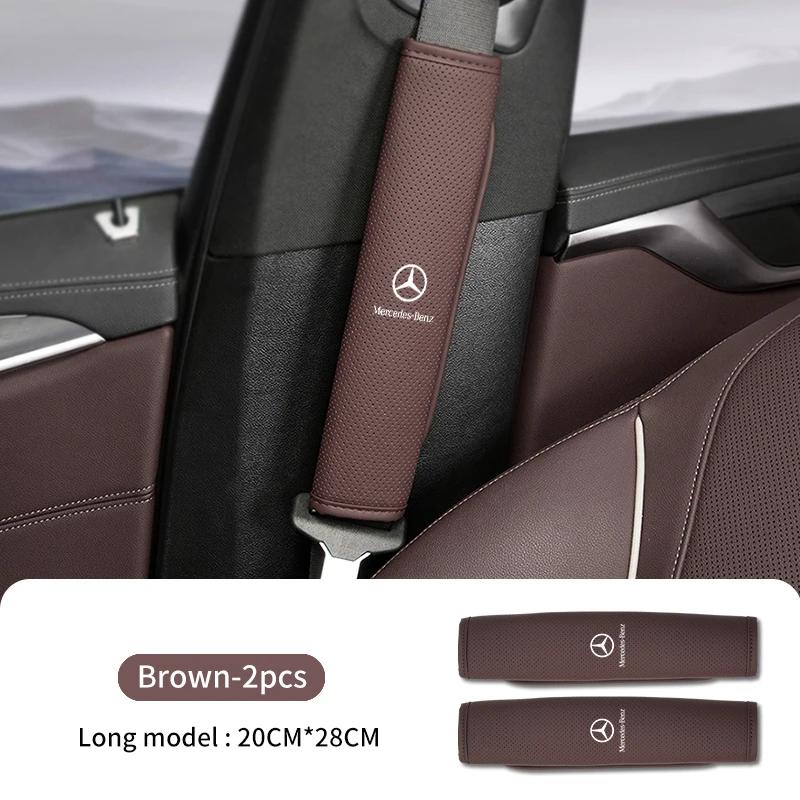 XDFMN1 Hot 2026 New For Benz For Mercedes Benz 2pcs Leather Car Seat Belt Cover Shoulder Protection Pad W211 W124 W176 W177 C180 C200 C