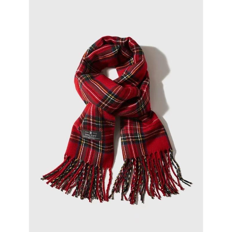 

Red scarf women s winter plaid versatile warm high-end trendy new gift Christmas scarf shawl