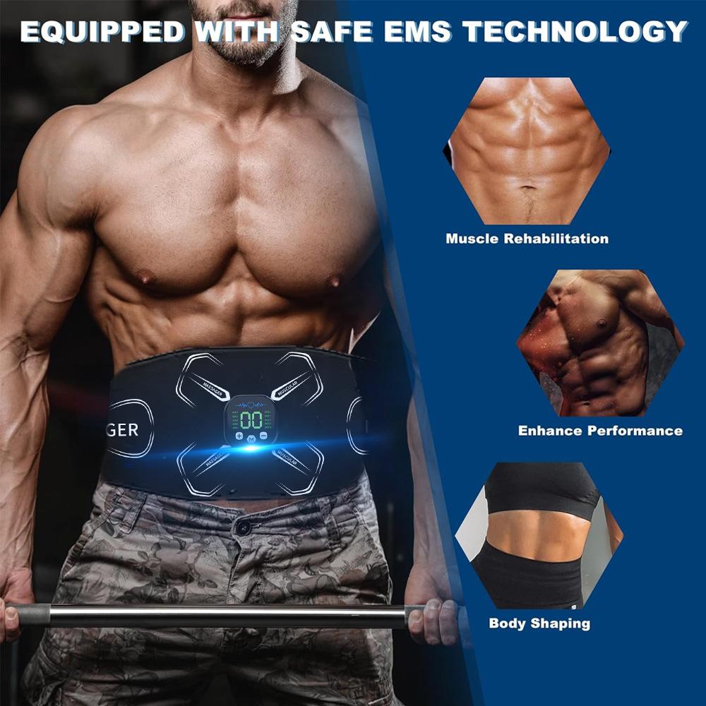 Smart Abdominal Toning Belt EMS Muscle Stimulator Toner Waist Abs Trainer Body Slimming Home Fitness Massager USB Recharge