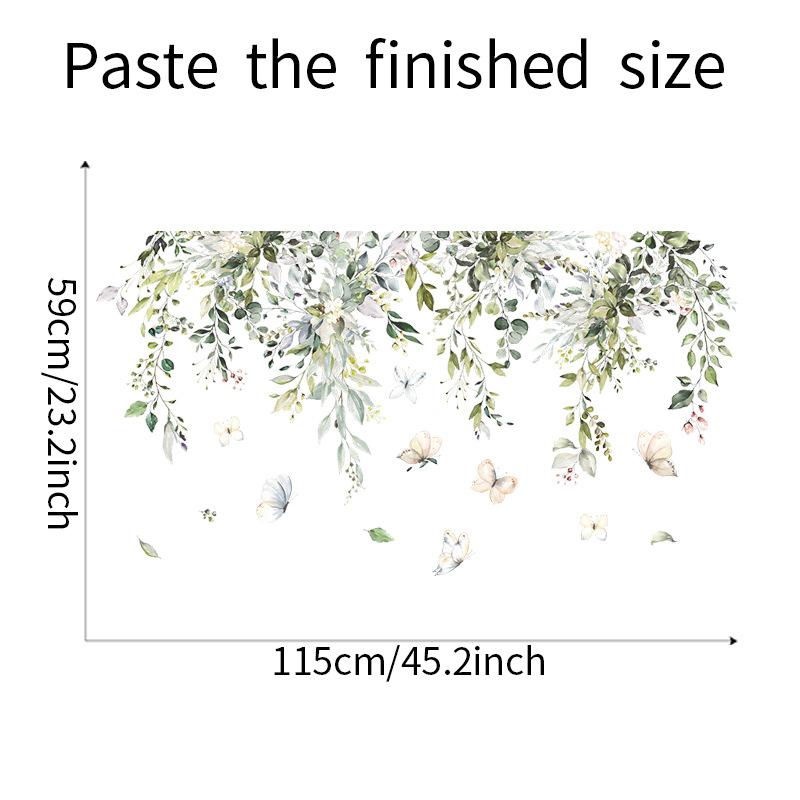 Green Leaves Plant Branch Wall Sticker Bedroom Living Room Background Decoration Mural Home Decor Stickers Art Decals Wallpaper